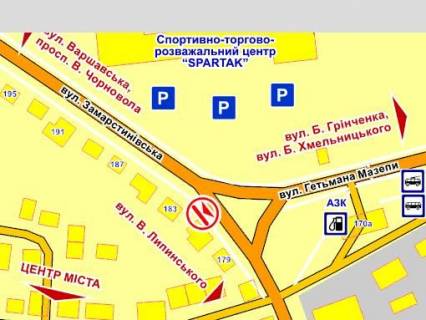 Видеоборд B в Львове вул. Замарстинівська, 183 – Мазепи ТЦ "Спартак", розмір 2,3 х 3,2 м екран - 563477 схема