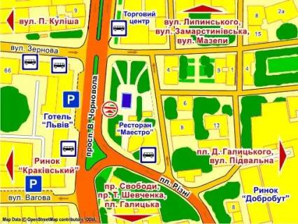 Ситилайт A в Львове пр. Чорновола, 2 (навпроти готелю "Львів"), місце 3 схема