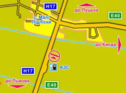 Билборд A в Малых Подлесках с. Малі Підліски (Київська траса, напрямок до Києва), конструкція ||, 5х12 м схема