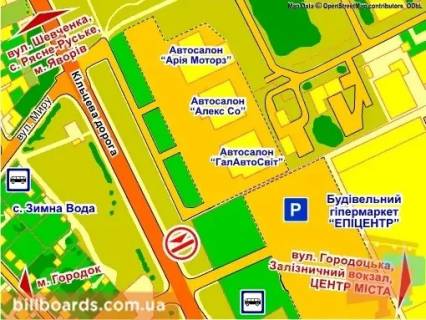 Билборд B в Львове вул. Городоцька, 302 (біля ТЦ "Епіцентр", Автосалон  "Nissan"), місце 1 схема