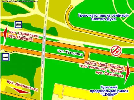 Бэклайт A в Львове вул. Хуторівка (навпроти гуртовий ринок "Шувар"), розмір 2,3 х 3,2 м беклайт схема