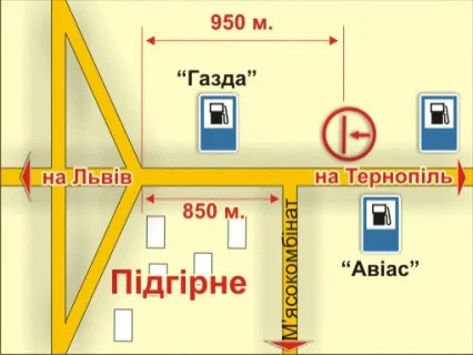 Билборд A в трасах Львова с. Підгірне (напрямок до міста), 5х12 м схема
