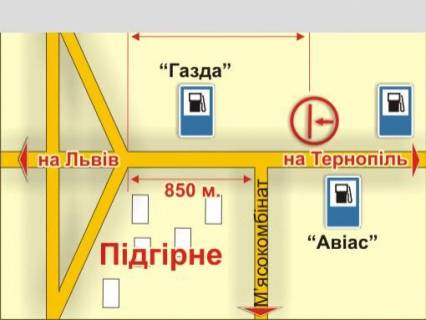 Билборд A в трасах Львова с. Підгірне (напрямок до міста), 5х12 м схема