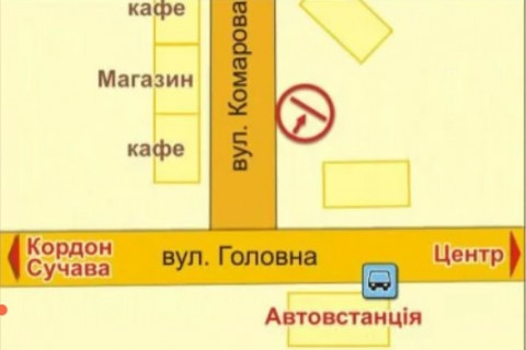 Билборд A в Черновцах вул. Комарова, 6 схема