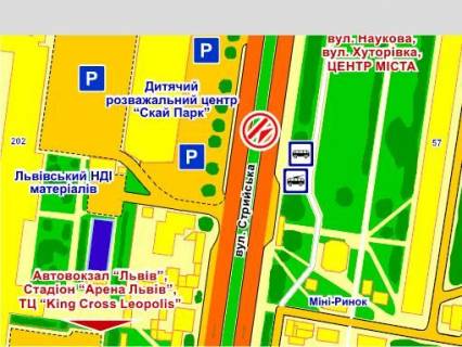 Призма Р/П в Львове вул. Стрийська, 202 (до центру), призма 3 - 613885 схема