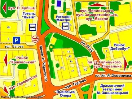 Сiтiлайт B у Львові пр. Чорновола, 7 (готель "Львів", ріг вул. Вагової) схема