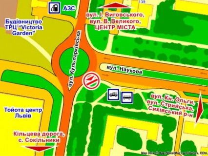 Скролер, Скрол A у Львові вул. Кульпарківська – Наукова, зліва, розмір 2,3 х 3,2 м скрол - 658931 схема