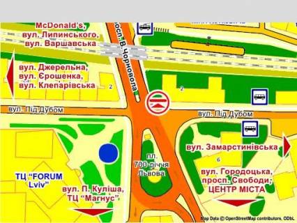 Видеоборд A в Львове пл. 700-річчя Львова, 2, розмір 2,3 х 3,2 м екран - 563380 схема