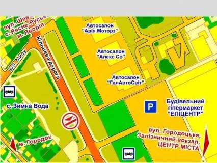 Білборд, Бігборд (Борд)  A у Львові вул. Городоцька, 302 (біля ТЦ "Епіцентр", с. Зимна Вода), місце 2, 5х12 м схема