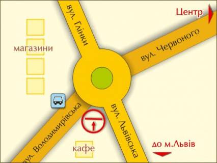 Билборд A в Луцке вул. Львівська – Володимирівська схема