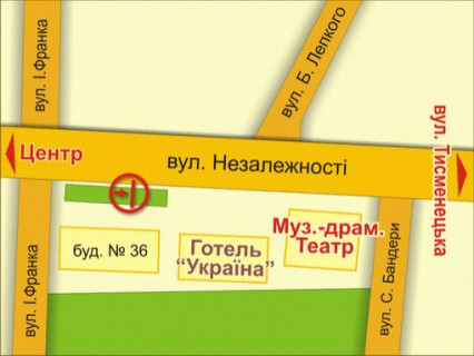 Ситилайт A в Львове вул. Незалежностi, 36, мiсце 1 схема