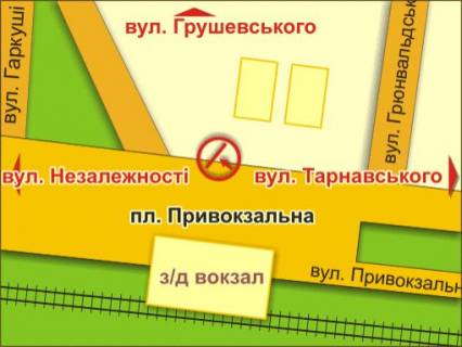 Билборд A в Львове пл. Привокзальна, справа схема