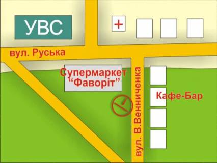 Билборд A в Львове вул. Руська – Винниченка схема