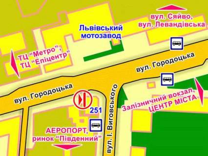 Билборд A в Львове вул. Городоцька, 251, місце 2 схема