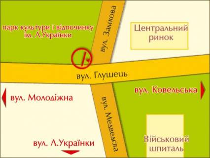 Билборд A в Львове вул. Глушець (на зупинці) схема