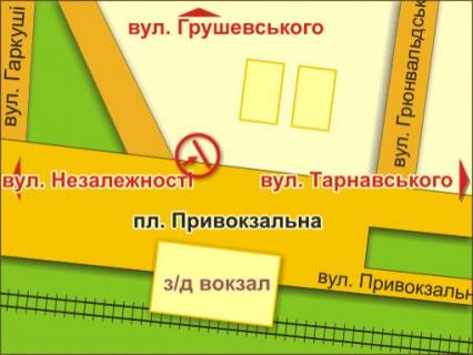 Билборд B в Львове пл. Привокзальна, зліва схема