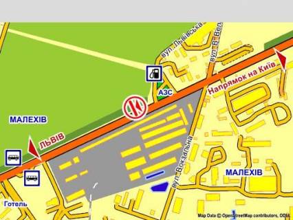 Видеоборд A в Малехове с. Малехів (Київська траса, біля АЗС "WOG", розмір 5 х 12 м, екран - 563526 схема