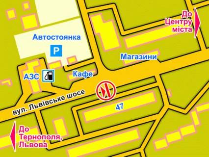 Билборд A в Хмельницком вул. Львівське шосе (біля буд. 47) схема