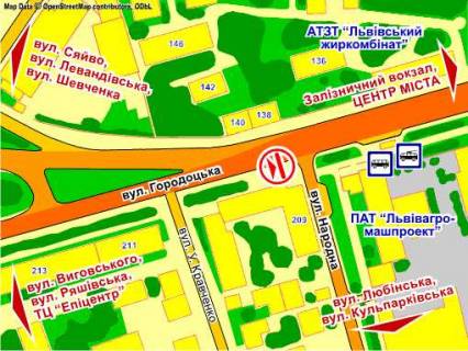 Билборд A в Львове пер. вул. Городоцької – Народної схема