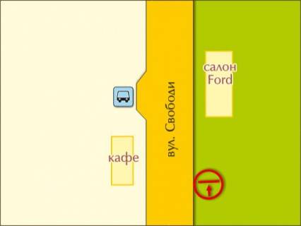 Билборд A в Хмельницком вул. Свободи (салон "Ford") схема
