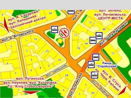 Видеоборд A у Львові пл. Франка (на острівці), розмір 2,3 х 3,2 м екран - 563426 схема