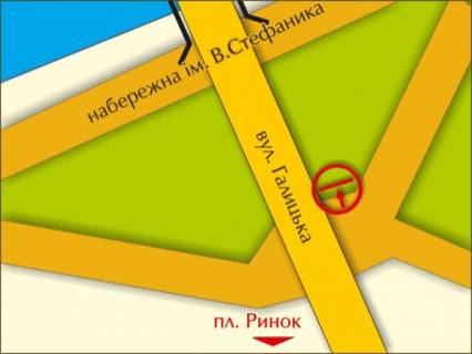 Билборд B в Ивано-Франковске вул. Галицька (біля мосту) схема