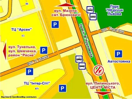 Скролер, Скрол Р/П у Львові пр. Чорновола – Торф'яна (з центру), розмір 2,3 х 3,2 м скрол - 643822 схема