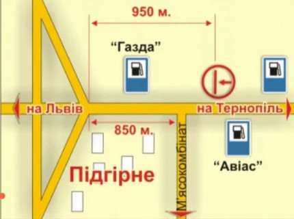 Билборд A в Львове с. Підгірне (напрямок до міста), 5х12 м схема