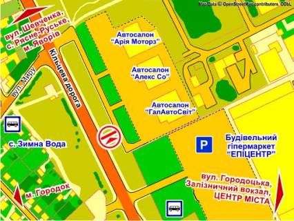 Билборд A в Львове вул. Городоцька, 302 (біля ТЦ "Епіцентр",  Автосалон "Volkswagen", місце 2 схема