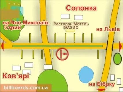 Білборд, Бігборд (Борд)  B у Львові с. Солонка (напрямок до Чопа), місце 11 схема