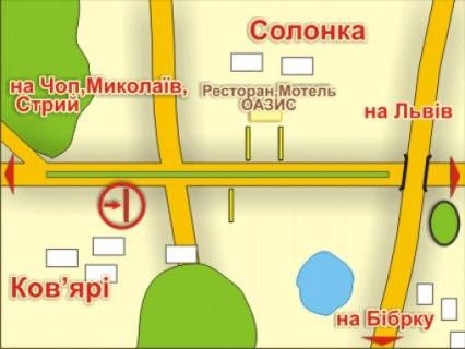 Билборд A в Львове с. Солонка (напрямок до Львова), місце 8 схема
