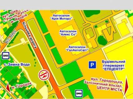 Видеоборд B в Зимна Вода (Зимна Вода) вул. Городоцька, 302 ТЦ "Епіцентр", розмір 5 х 12 м, екран - 563506 схема