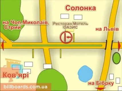 Билборд A в Львове с. Солонка (напрямок до Чопа), місце 4 схема