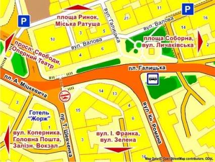 Ситилайт A в Львове пл. Галицька (підземний перехід до пр. Шевченка), місце 1 схема