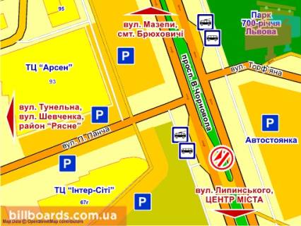 Призма Р/П в Львове пр. Чорновола – Торф'яна (до центру), призма 2 - 82464 схема