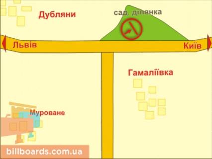 Билборд B в трасах Львова с. Гамаліївка (напрямок з міста, до Києва) схема