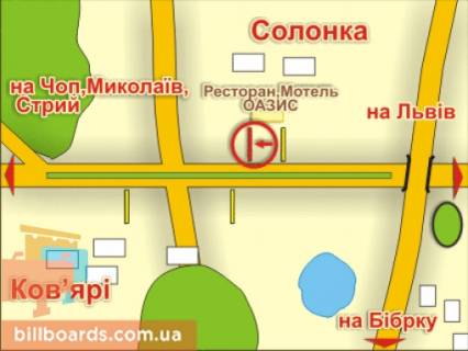 Билборд A в Львове с. Солонка (напрямок до Чопа), місце 4 схема