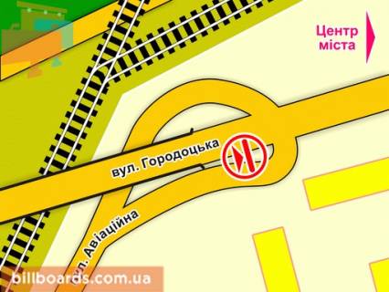 Билборд A в Львове вул. Городоцька (Скнилівський міст) схема