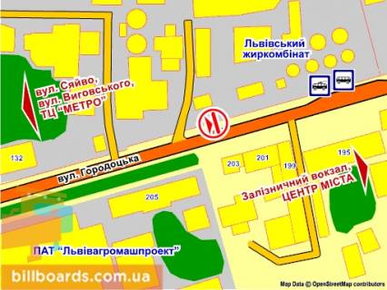 Билборд B в Львове вул. Городоцька, 203 схема