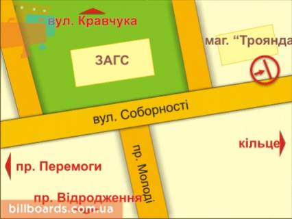 Билборд B в Луцке пр. Соборності (магазин "Троянда") схема