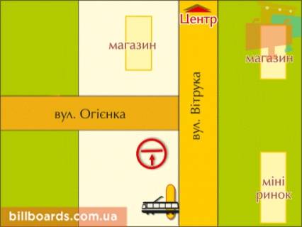Билборд B в Житомире вул. Вітрука, 34/1 схема