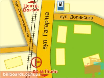 Билборд A в Черновцах вул. Гагаріна (Вокзальна) – Севастопольська схема