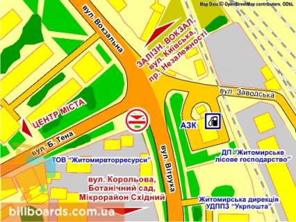 Білборд, Бігборд (Борд)  A у Житомирі вул. Вітрука, 2 схема