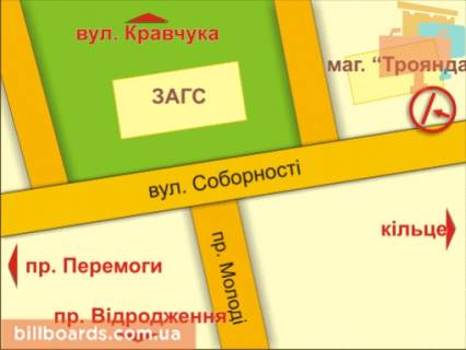 Билборд A в Луцке пр. Соборності (магазин "Троянда") схема
