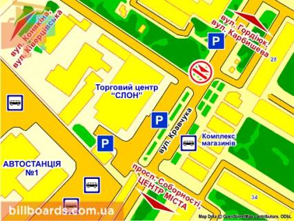 Билборд A в Луцке вул. Кравчука, навпроти буд № 28 схема