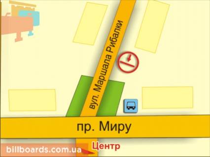 Билборд B в Хмельницком вул. Степана Бандери (Маршала Рибалка), 8 схема