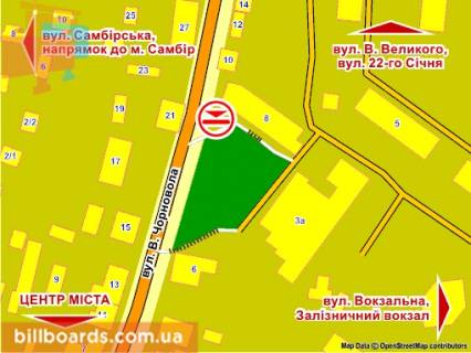 Билборд B в Дрогобыче вул. Чорновола (перед буд. 6) схема