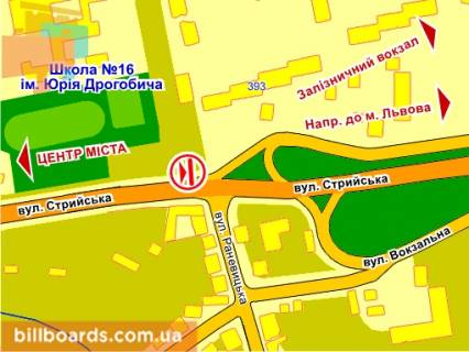 Билборд B в Дрогобыче вул. Стрийська, 393 – Раневицька схема