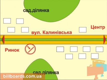 Билборд A в Черновцах вул. Ізмайлівська – Українських добровольців (Білоруська) схема