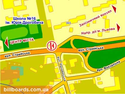Билборд A в Дрогобыче вул. Стрийська, 393 – Раневицька схема
